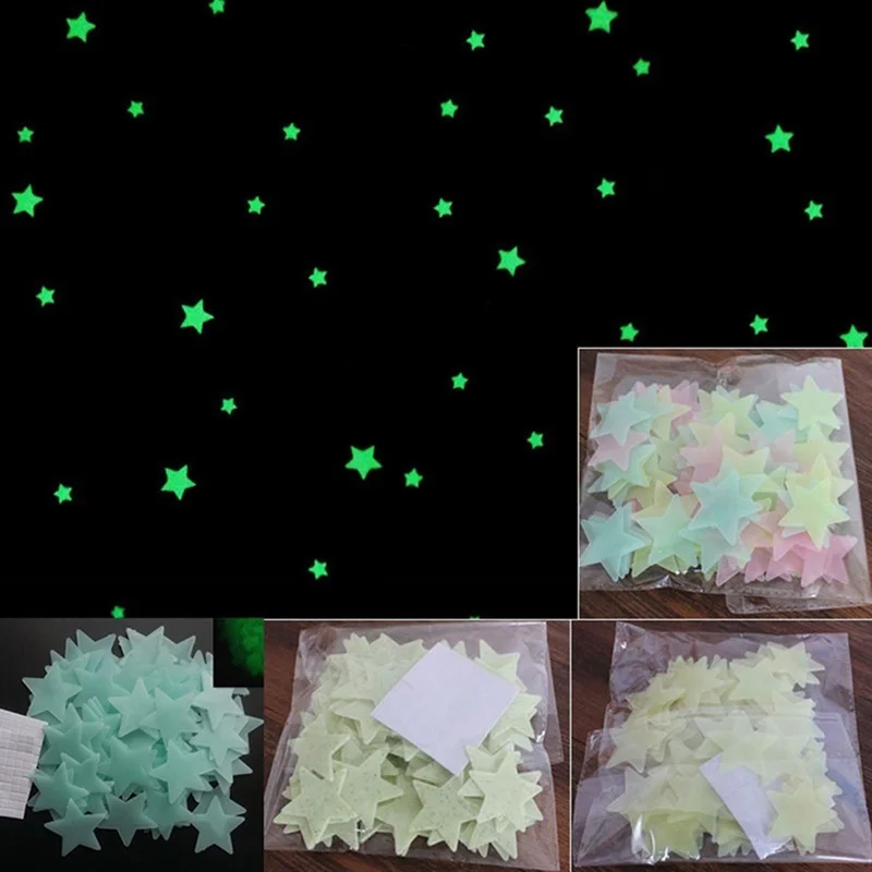 Hoomall 100 шт 3D Звездные Светящиеся в темноте настенные стикеры светящиеся