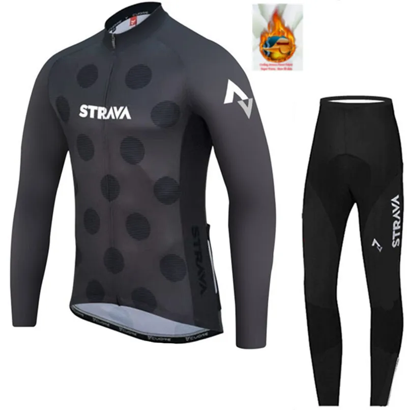 2 STRAVA Зимняя Термальная флисовая велосипедная Джерси Ropa Ciclismo Mtb с длинным рукавом велосипедная Одежда для велоспорта - Цвет: 2