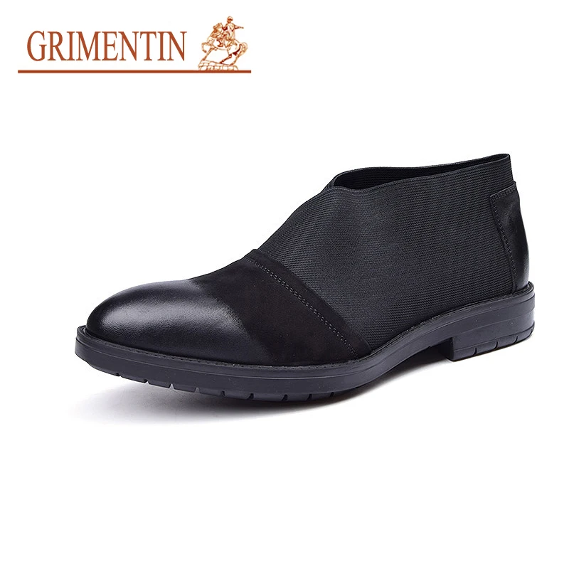 GRIMENTIN suede shoes men british style mens casual italian designer black business slip on male 2019 new | Обувь
