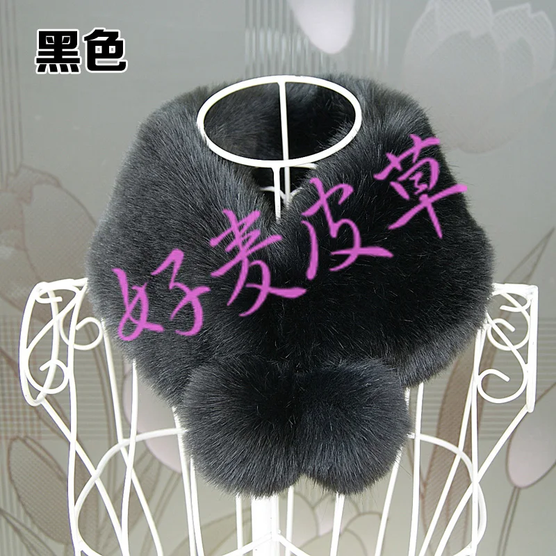 Зимний воротник из искусственного меха кольцо кролика рекс с шариками зимнее