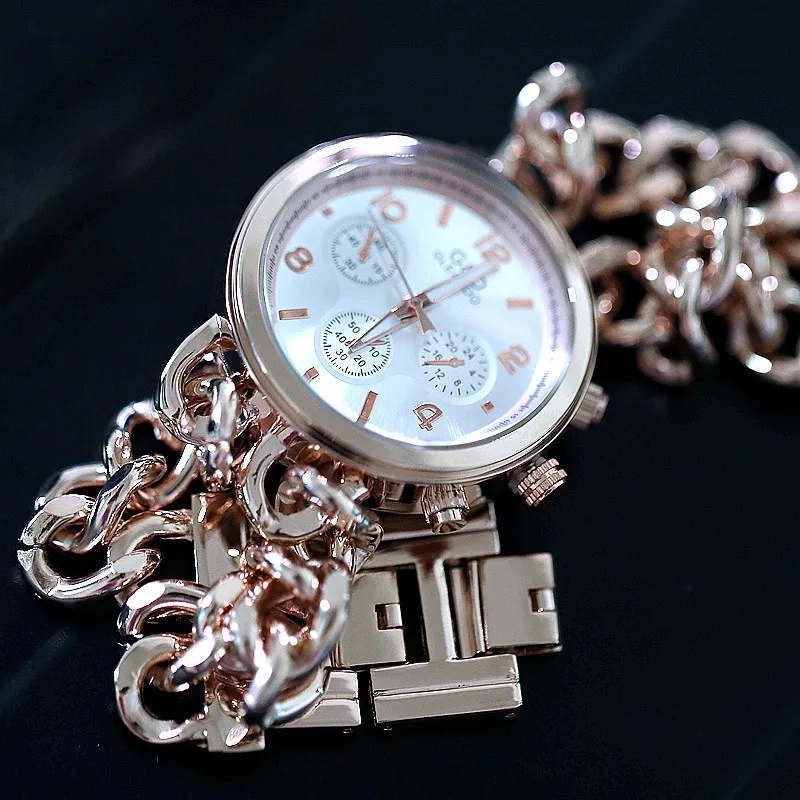 Кварцевые часы со стальным ремешком Модный женский браслет из розового золота