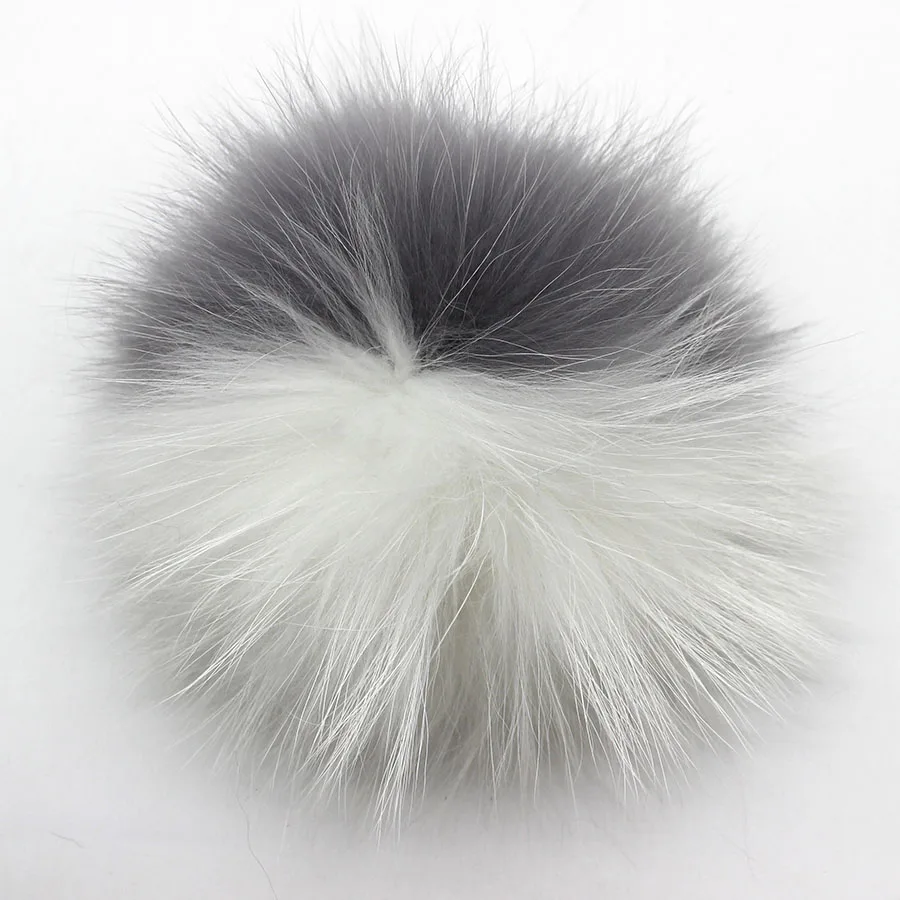 13cm grey white DIY 13 см 15 см натуральный Лисий мех помпон для вязаного шарфа Осень Зима Шарфы из натурального меха енота помпон для шапки шарфы и обертывания - Цвет: 13cm grey white