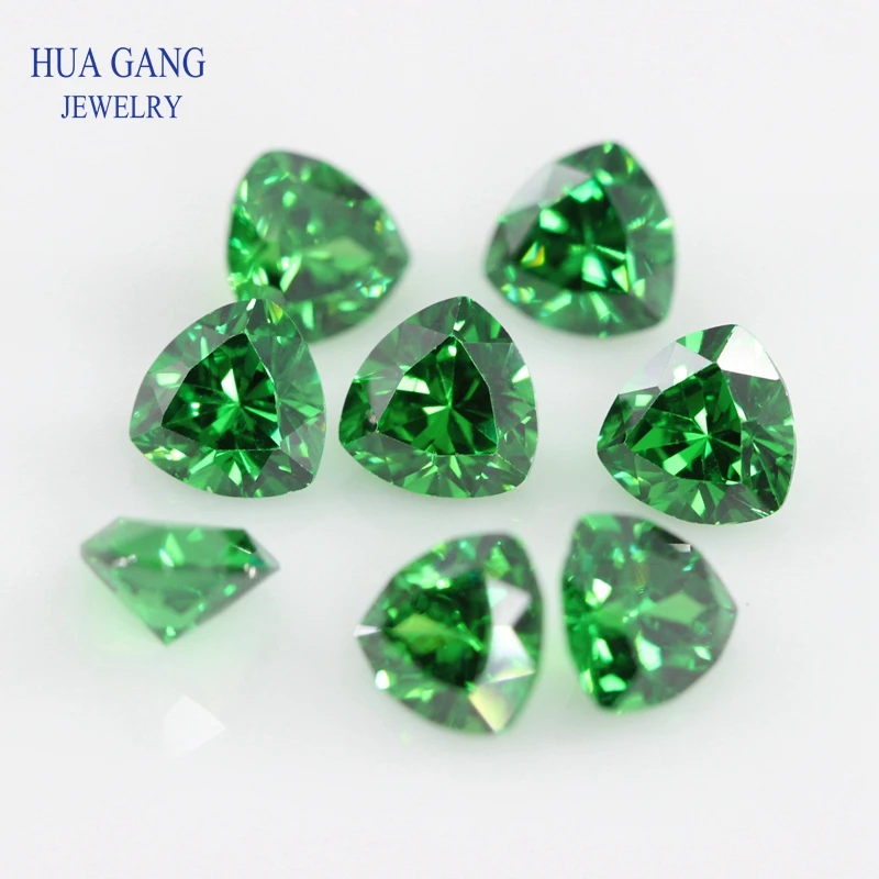 5А зеленый Триллион Форма кубического циркония Блестящий вырез свободные CZ