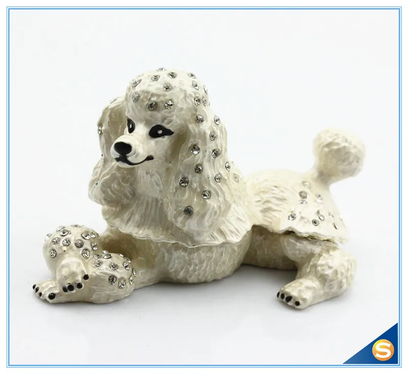 Оптовая продажа Пудель инкрустированная Ювелирная шкатулка винтажные