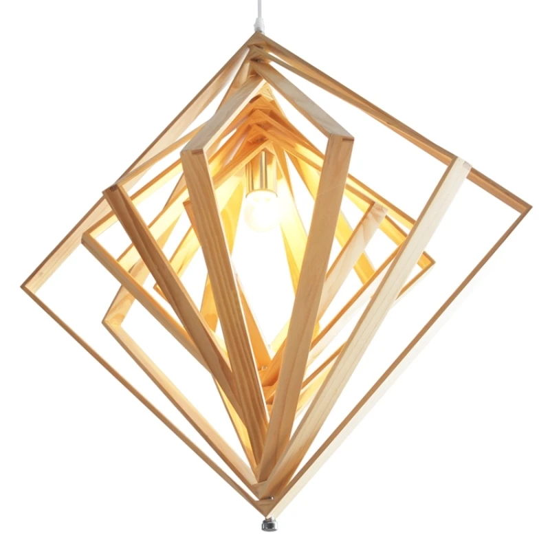 

GZMJ Creative Country Square Rotatable Wood Pendant Lights for Home Suspension Luminaire Hanglamps Lamparas illumination Fixture
