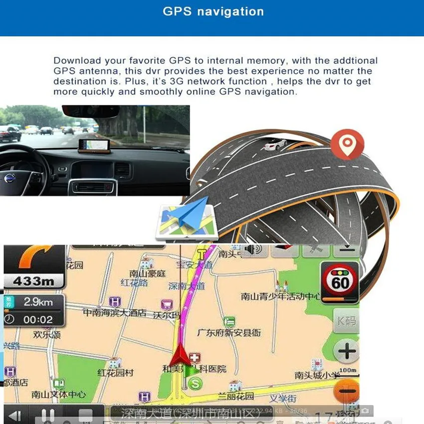 Fonwoon Android 7 "3G Wifi Автомобильный видеорегистратор GPS навигация Bluetooth