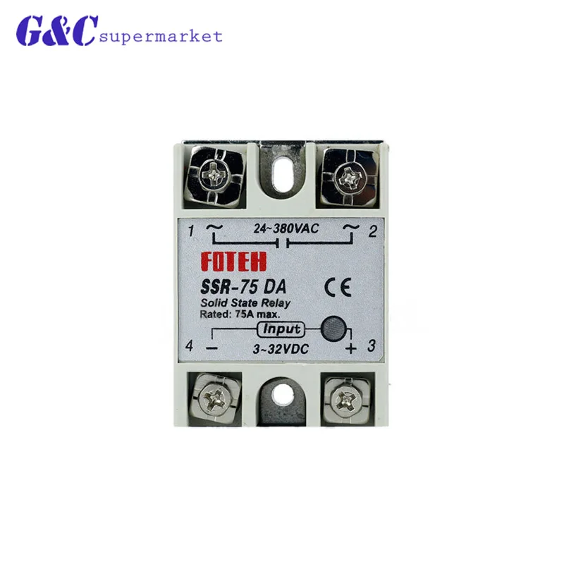 1 шт. твердотельное реле SSR-100DA SSR-75DA SSR-60DA 10DA 25DA 40DA на самом деле 3-32 В постоянного
