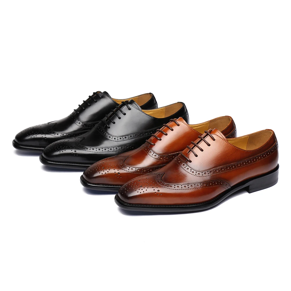 

KARRUCCI Classic Italy Genuine Leather Men Shoes Footwear Brogue Shoes Elegant Oxford Business Shoes Plus Sise 39-50