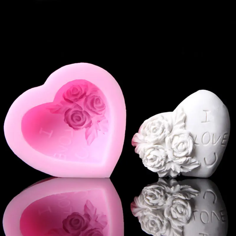 3D Силиконовая роза цветок I LOVE YOU любящее мыло сердце форма помадка торт