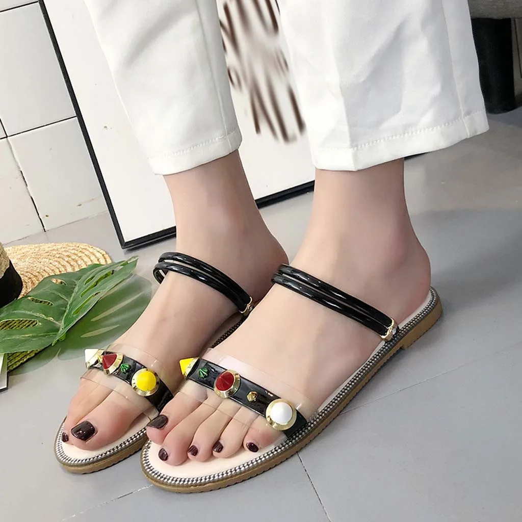 SAGACE женские сандалии на плоской подошве и платформе с заклепками пляжная обувь