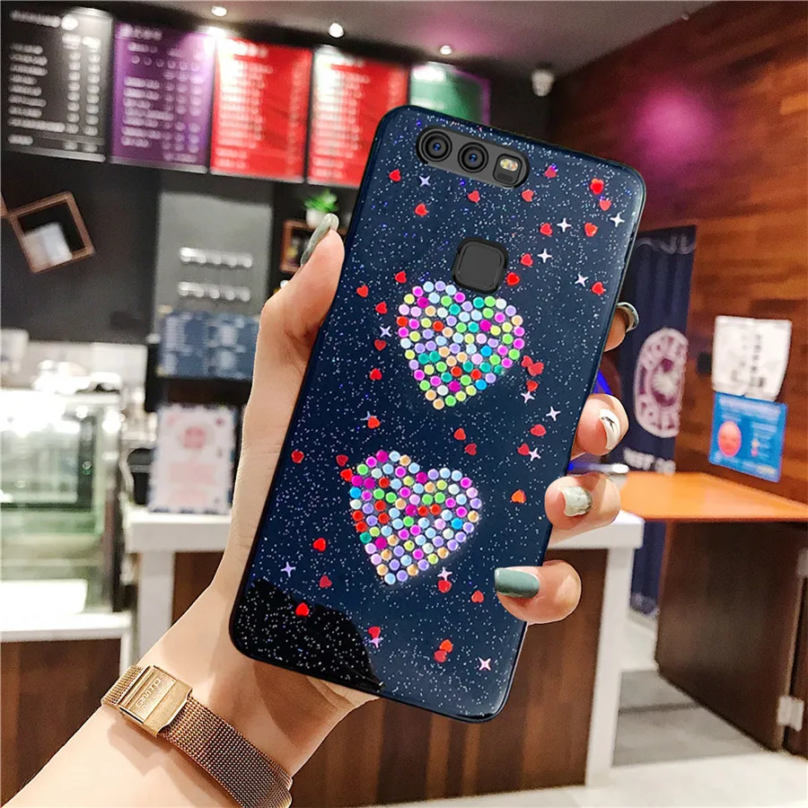 Чехол для huawei P8 P9 Lite мягкий чехол из ТПУ P10 p9 plus Блестящий Алмазный с двойным