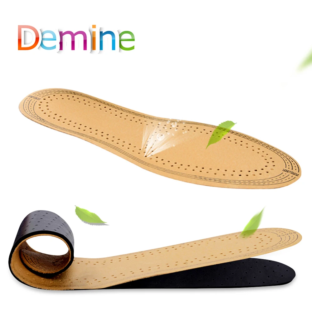 

Demine Ultra Thin Leather Insoles Absorb Sweat Breathable Deodorant Shoe Pad Inserts Shock Absorbant Comfort Replacement Soles