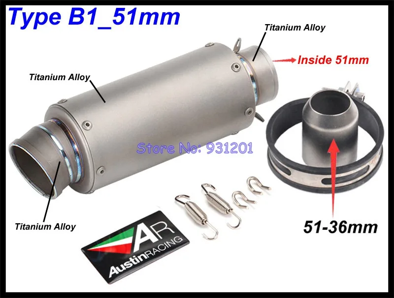 Inlet 51mm / 61mm Motorcycle Exhaust Pipe Muffler Escape Moto Universal for S1000RR S1000XR NC750X GSR 600 CB650F R1 R3 R6 etc. |
