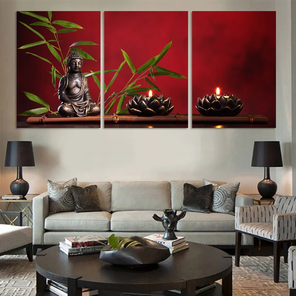 

Special and limited sale 3 pieces Buddha Canvas Painting Home Decor Arts for living room Printed on Canvas no frame FX031