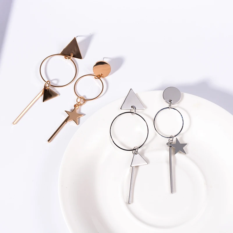 XZP корейские геометрические треугольные асимметричные серьги для женщин