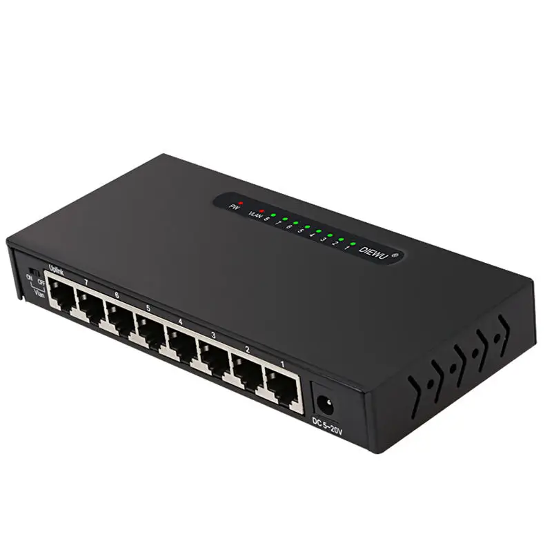 Diewu 8 портов гигабитный Ethernet сетевой коммутатор 10/100/1000 Мбит/с концентратор