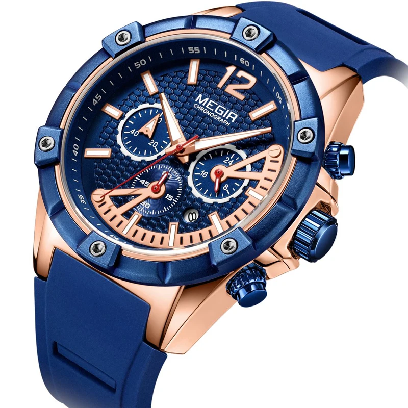 MEGIR Топ бренд Мужские Спортивные Хронограф Кварцевые наручные часы армейские