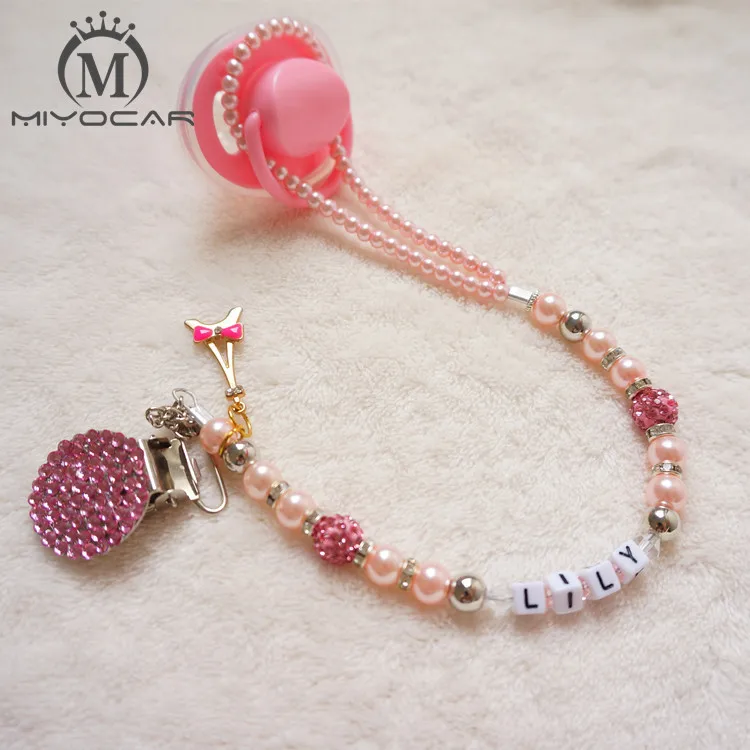 MIYOCAR custom любое имя принцесса шикарные розовые соски/пустышка держатель цепи