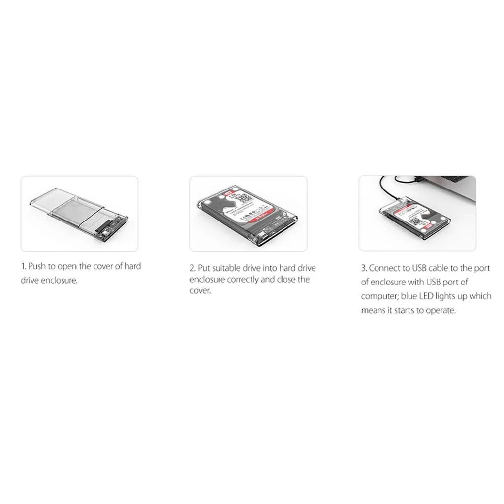 Корпус корпуса диска 2,5 USB 3 Внешний жесткий для 2,5 дюймов SATA HDD SSD Max 2 ТБ# Y8