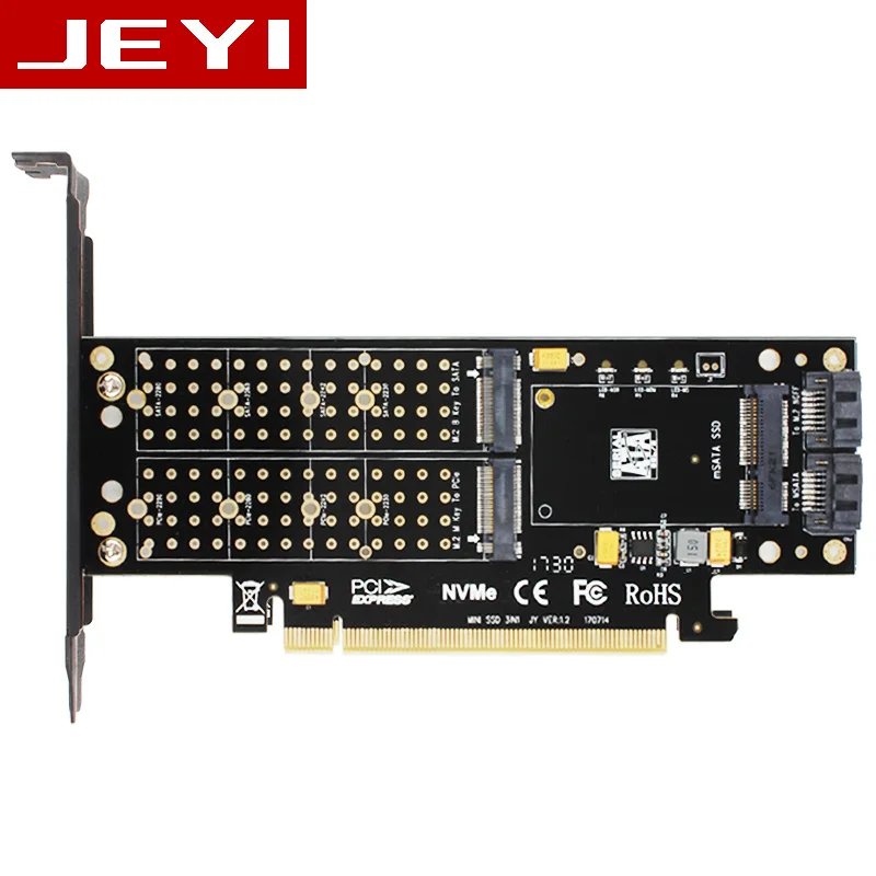 Черный JEYI SK16 M.2 NVMe SSD NGFF для PCI-E3.0 X4 адаптер M Key B Ключ mSATA add on card Suppor PCI Express 3,0 3 в 1 dual 12v+ 3,3 v - Цвет: Черный