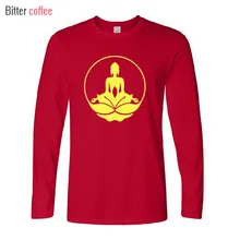 Hot Sale Mens Clothing Tops Tees  Free Shipping Buddha Printed Fashion Brand Men Solid Color Long Sleeve Sweatshirts T Shirt