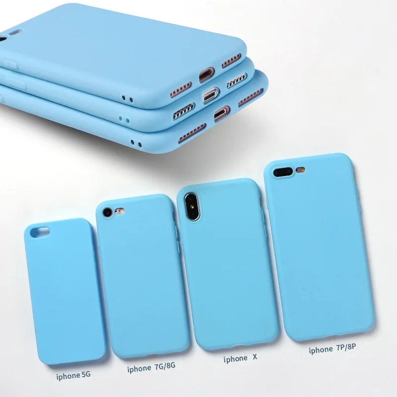 Простой матовый Силиконовый чехол для iPhone 7 6 6s 8 Plus Одноцветный мягкий из ТПУ X XR XS