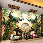 Фотообои в европейском стиле, 3d-панели с павлиньими цветами для гостиной, классические декоративные обои для интерьера