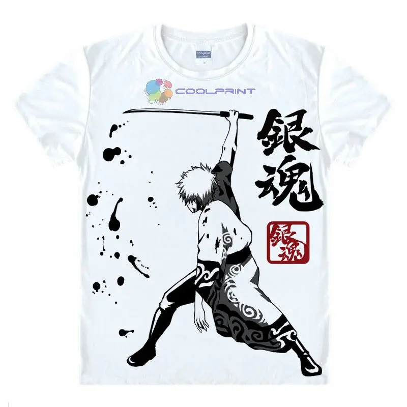 Coolprint японский аниме Серебряная душа Футболки унисекс &quotгинтама&quot Gintama футболка
