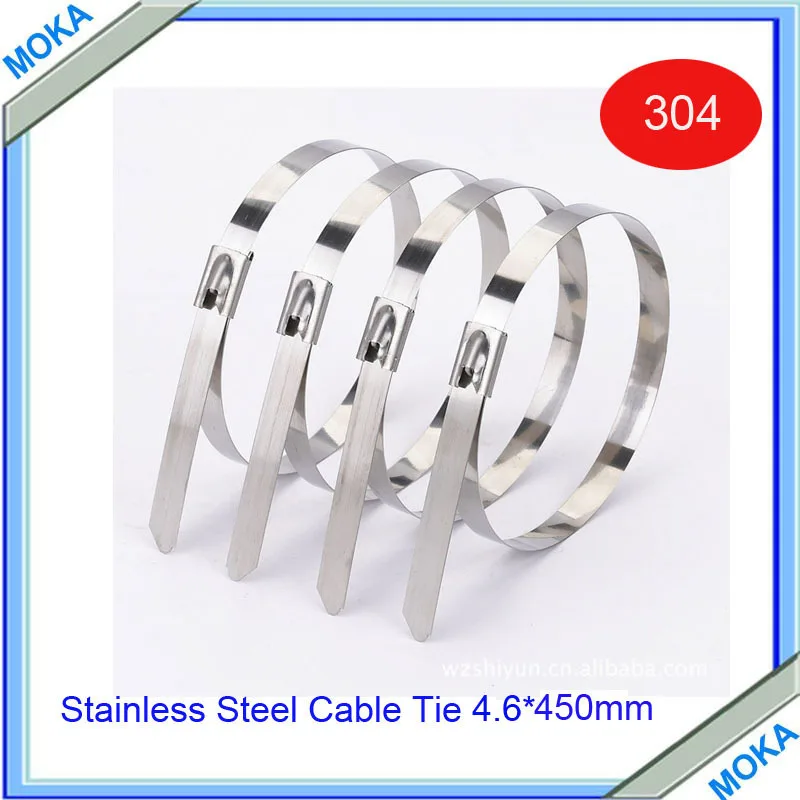 

Free Shipping High Quality 100pcs 4.6mmx450mm 304 Stainless Steel Material China Adjustable Cable Tie 0.25mm Thickness Cable Tie