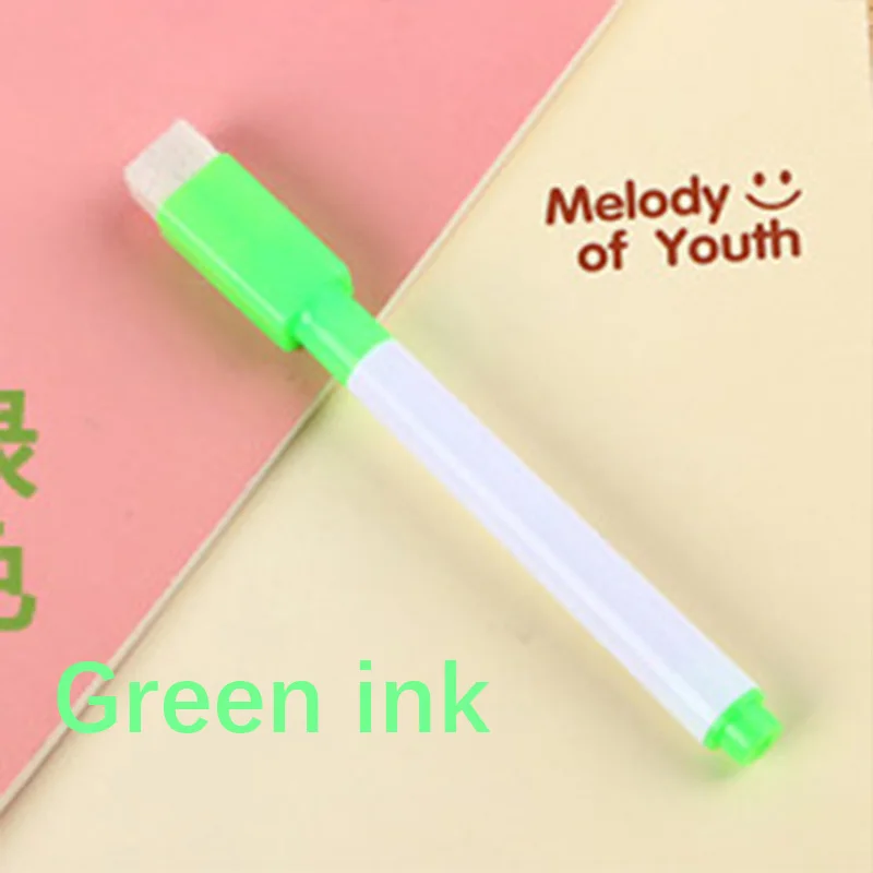 Green ink 2 шт., новинка, 8 цветов, маркеры для белой доски, маркер, тонкие стираемые сухие маркеры для белой доски, экологический ластик, офисные, школьные принадлежности - Цвет: Green ink
