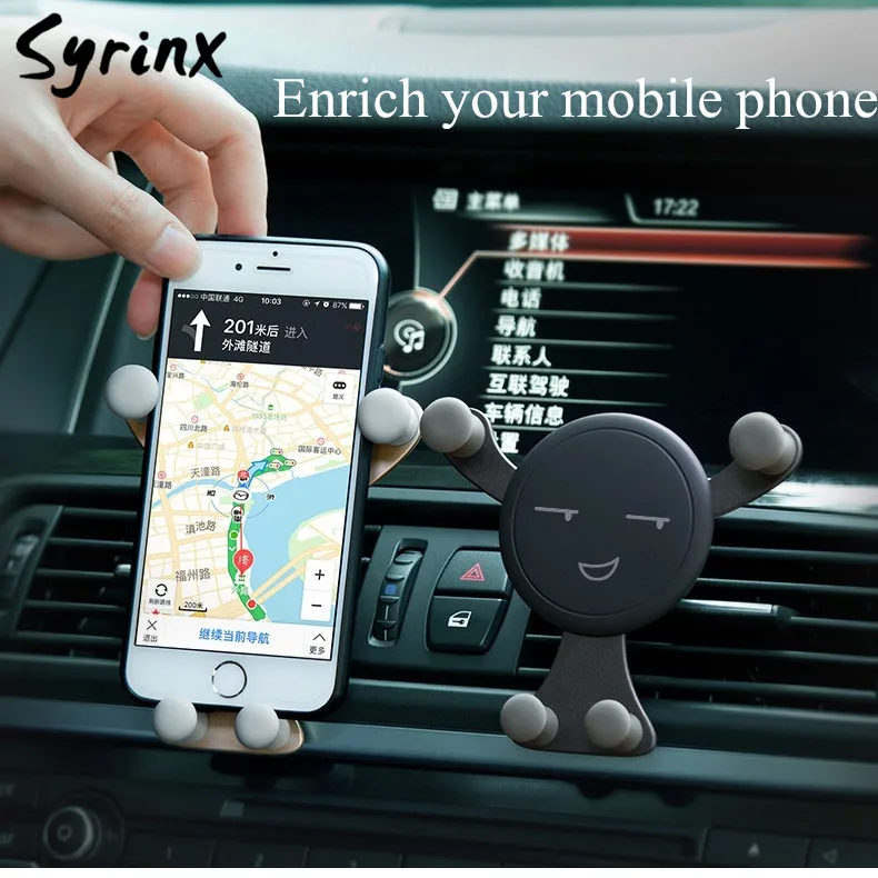 Универсальный автомобильный держатель для телефона, gps подставка, гравитационная подставка для телефона, автомобильный держатель, подставка без магнита для iPhone X xs, поддержка улыбающегося лица