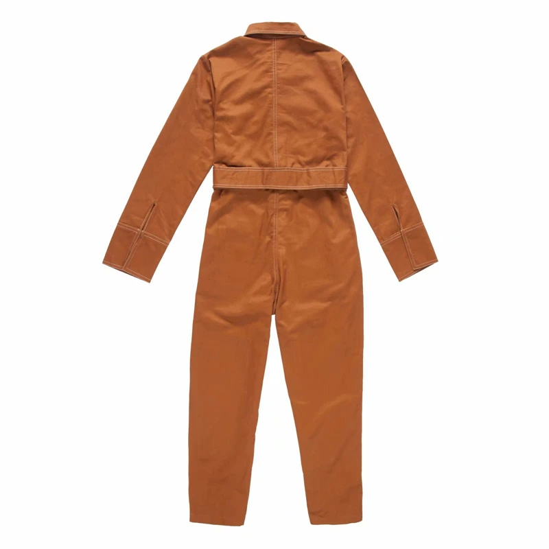 Комбинезон женский с поясом Ромпер-карго длинным рукавом Повседневный карманами