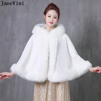 janevini white winter wedding bridal faux fur wraps warm shawls women coat for evening party cape cloaks bolero fourrure mariage