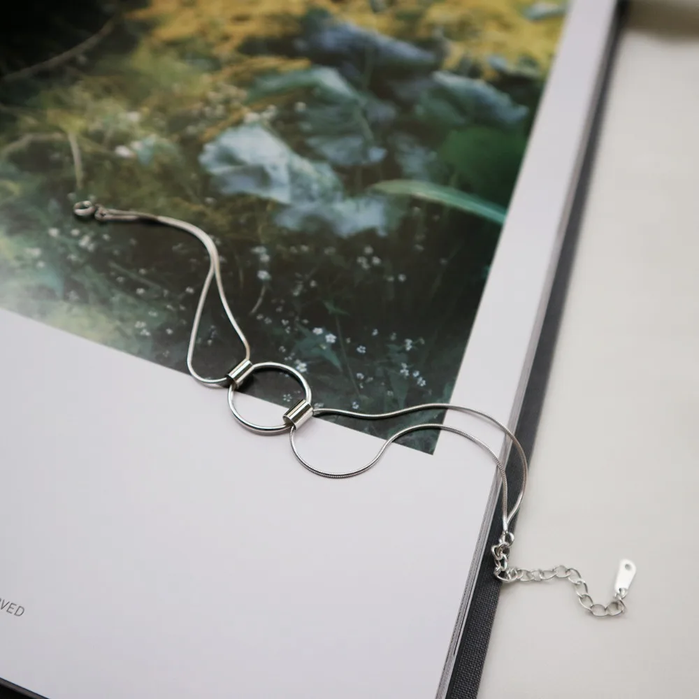 Подлинная Серебряная двухрядная цепочка S9 с кольцом Lucky Circle ювелирное изделие