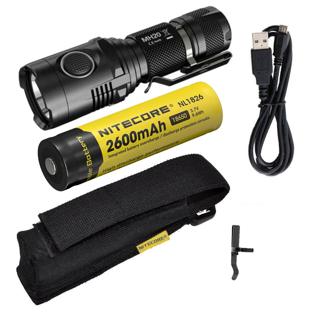Перезаряжаемая USB вспышка NITECORE MH20 MH20W XM-L2 U2 LED макс. 220 лм дальность луча 18650 м фонарь