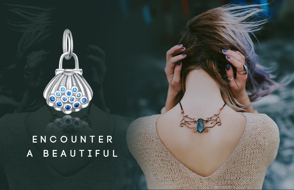 JewelryPalace 925 пробы серебро морских животных открываемые Shell Устрица моллюск голубой Цирконий Шарм бисер Fit Браслеты для Для женщин