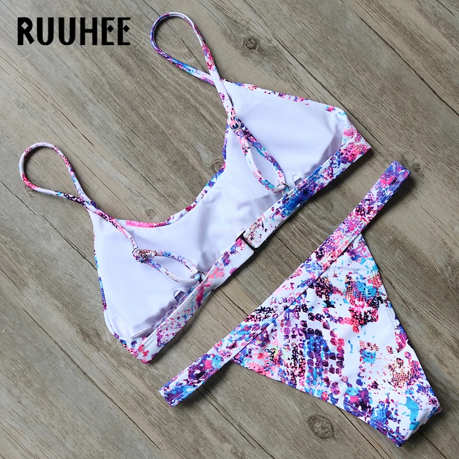 RUUHEE, бикини, купальники для женщин,, брендовый купальник, бикини, набор, с принтом, купальный костюм, мягкий, пляжная одежда, пуш-ап, Maillot De Bain Femme