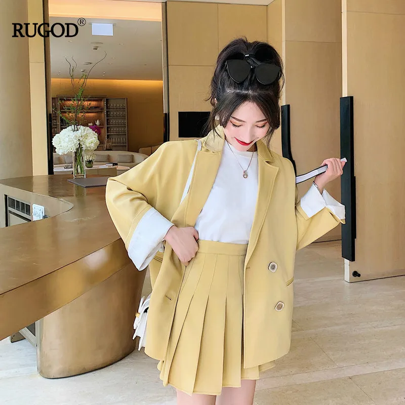 RUGOD модный однотонный однобортный Женский блейзер с зубчатым воротником