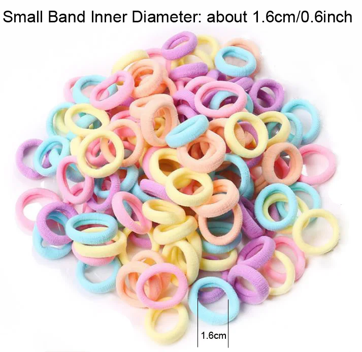 inner diameter 1.6cm 100 шт./лот, резинки для волос для маленьких девочек, детские эластичные резинки для волос, 5 цветов, Мини Маленькие бесшовные резинки для волос, без складок, HT002 - Цвет: inner diameter 1.6cm