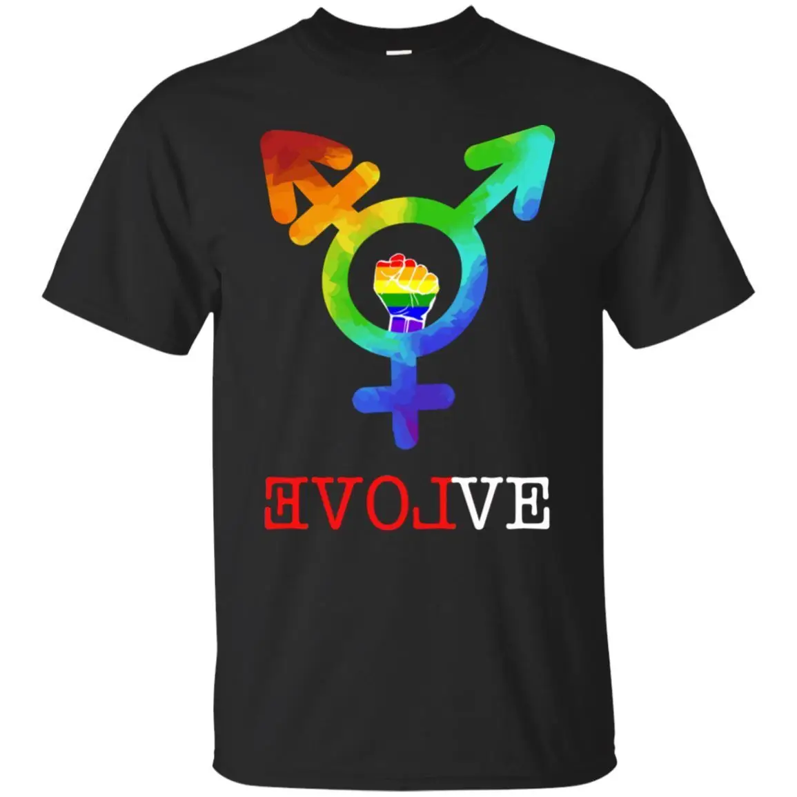 Love Evolve-Мужская Женская транссексуал футболка для LGBTQ черная темно-синяя крутая