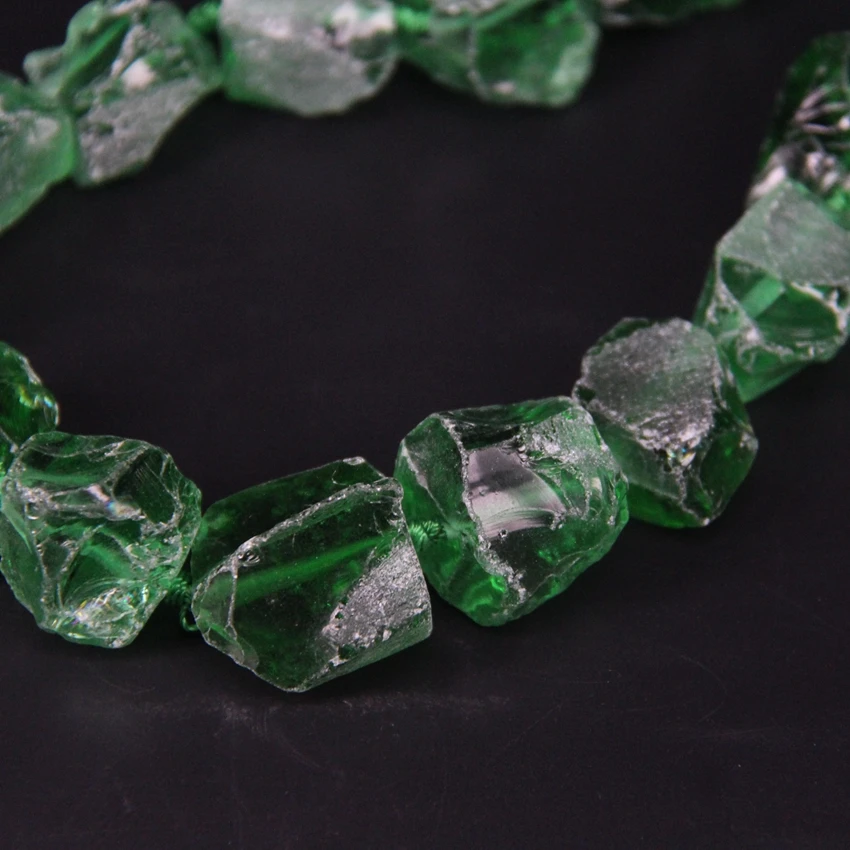 Натуральный зеленый кристаллический самородок 15 5 &quot/нитка необработанные