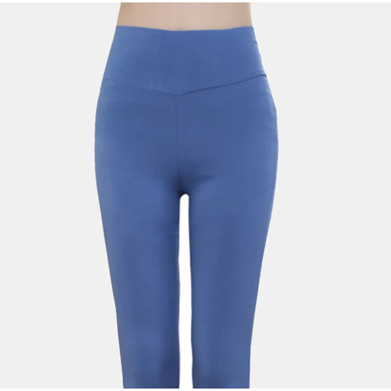 Denim Blue Высокая Талия Для женщин брюки женские леггинсы Harajuku белые черные обтягивающие брюки для Для женщин весенние узкие брюки для женщин размера плюс - Цвет: Denim Blue