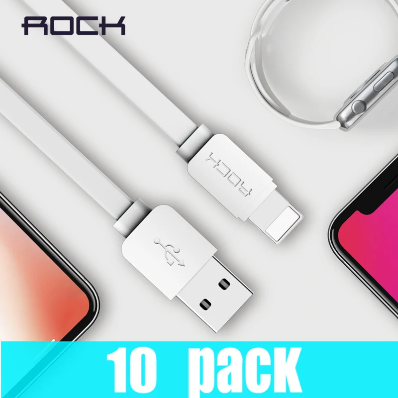10 шт./лот ROCK USB кабель для iPhone IOS 11 9 2A быстрое зарядное устройство мобильный