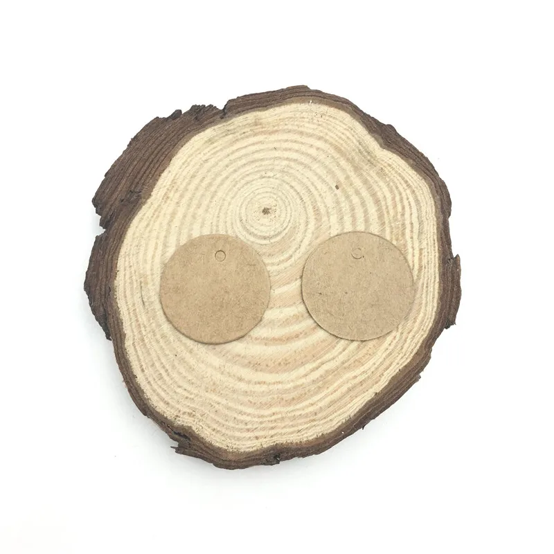 brown 100 шт./лот, белые, черные, коричневые бирки из крафт-бумаги, DIY Мини Круглые этикетки, пустые ценники, бирки 2*2 см - Цвет: brown