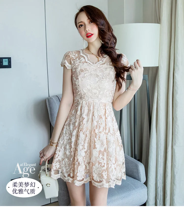 Женское кружевное платье Летнее бальное большого размера с завязками на талии