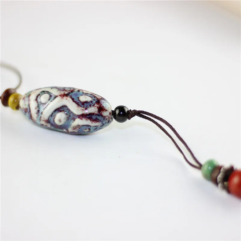 Длинное ожерелье капли воды керамические бусины кулон свитер с чокером цепь для