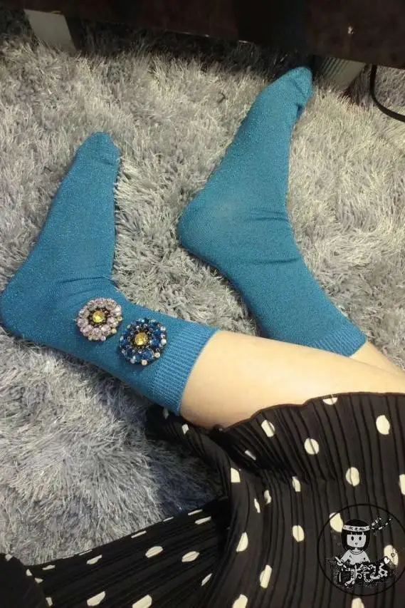 2020 забавные носки женские модные брендовые яркие бриллиантовые цветы ручной