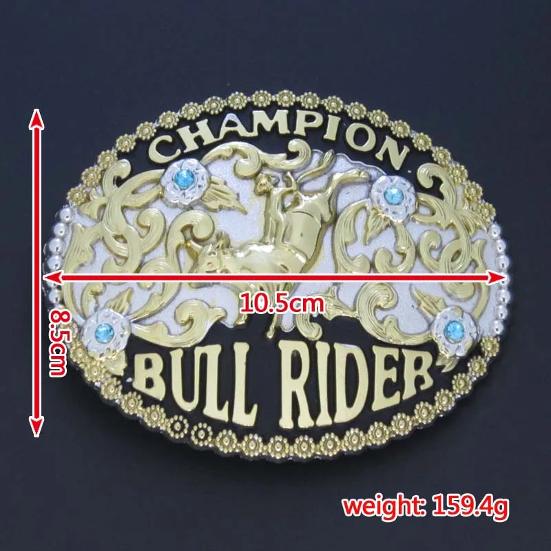 Bullrider Чемпион ковбойский с каменной пряжкой для западного ремня серебряный