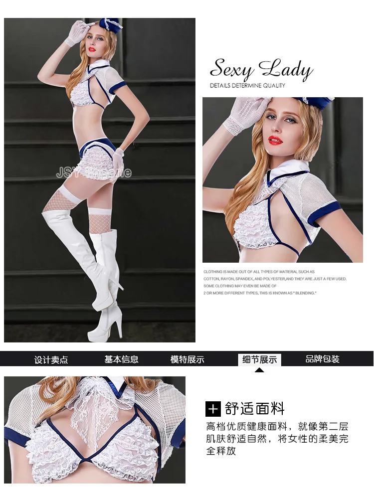 

Women Flight Attendant Costume Cosplay With Hat Gloves Stockings Air Hostess Role Play Clubwear Fancy Clothes Airline Servant