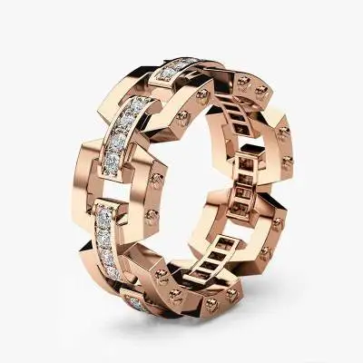 

Huitan Geometric Ancient Rome Stylish Accessories Finger Rings Three Color Available Luxury Hollow Out Unisex Jewelry Ring Band